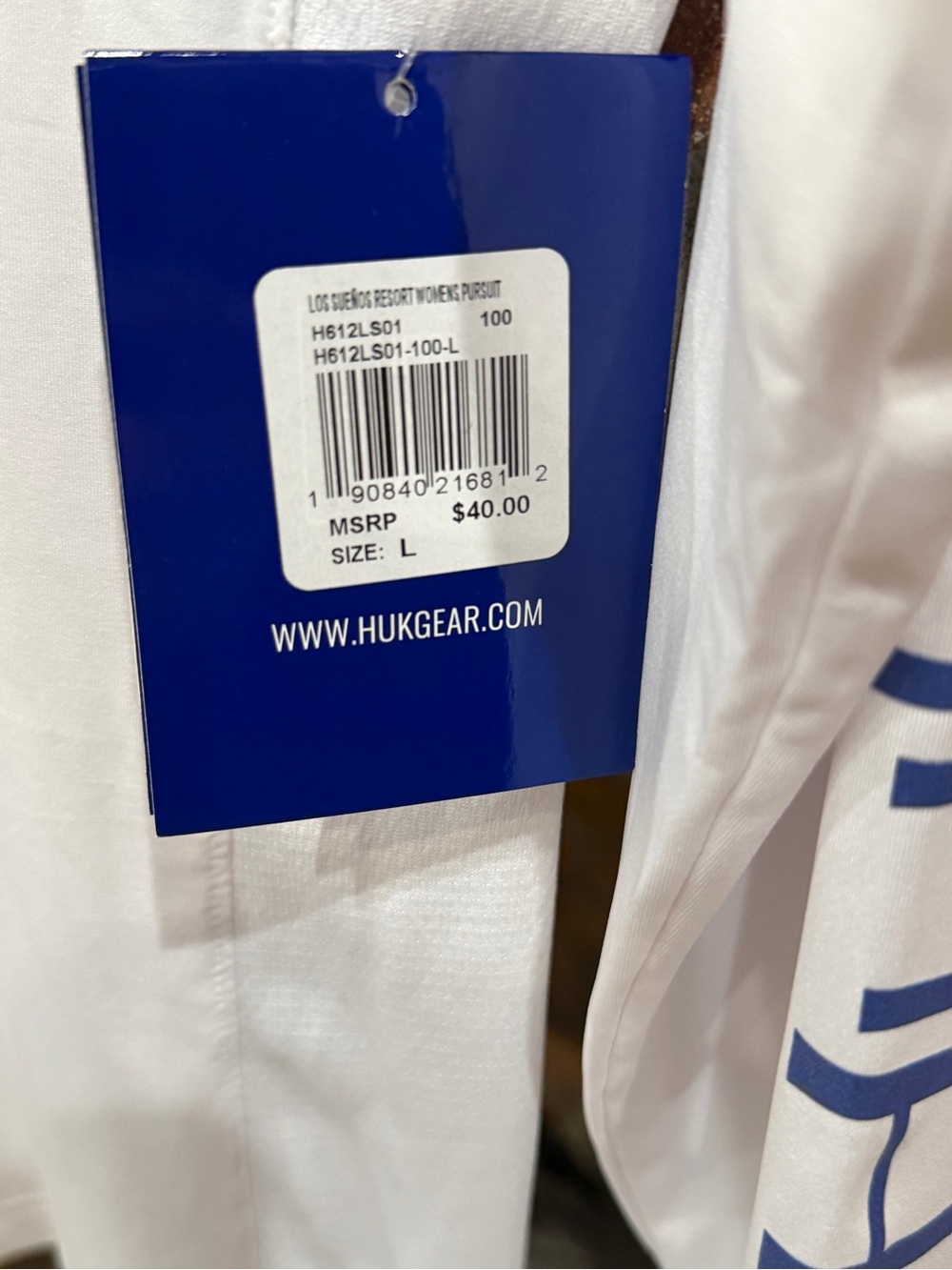 Huk White Long-Sleeve Performance Shirt with Navy Logo - Picture 3 of 4